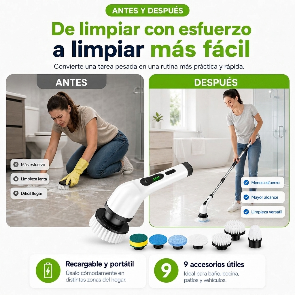 PROMO Cepillo eléctrico extensible 9 en 1